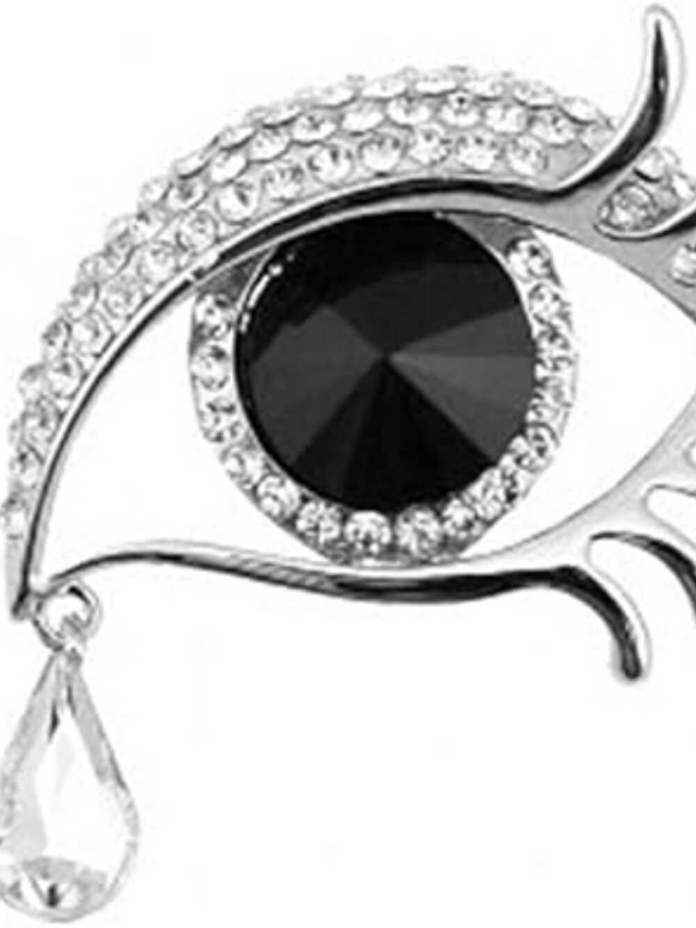 NEW Angel Tears Brooch Pin Elegant Rhinestone Sapphire Big Eyes Alloy Eyelash